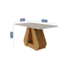 Mesa de Jantar Em MDF Com Tampo de Vidro 130 Cm Agata Off White/Nature Cimol Móveis