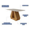 Mesa de Jantar Em MDF Com Tampo de Vidro 130 Cm Agata Off White/Nature Cimol Móveis