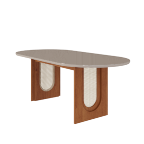 Mesa De Jantar Oval 2,10m Valentina Cinamomo/Off White Cimol