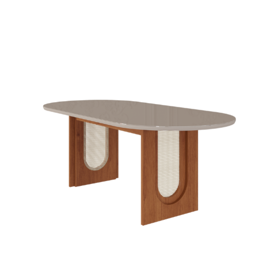 Mesa De Jantar Oval 2,10m Valentina Cinamomo/Off White Cimol