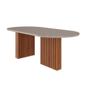 Mesa De Jantar Oval 210cm Ester Cinamomo/Off White Cimol Móveis