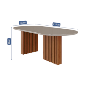 Mesa De Jantar Oval 210cm Ester Cinamomo/Off White Cimol Móveis
