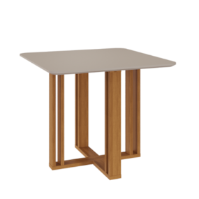 Mesa De Jantar Quadrada Com 4 Lugares Flora Nature/Off White Cimol Móveis