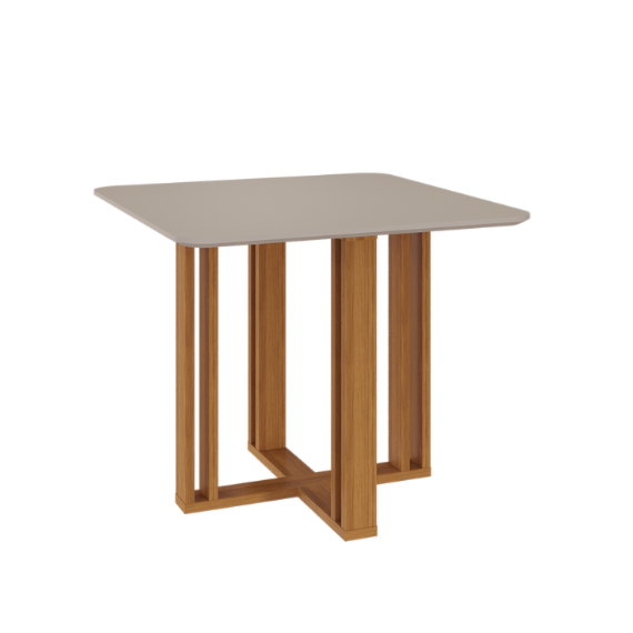Mesa De Jantar Quadrada Com 4 Lugares Flora Nature/Off White Cimol Móveis