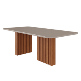 Mesa De Jantar Retangular 210cm Ester Cinamomo/Off White Cimol Móveis