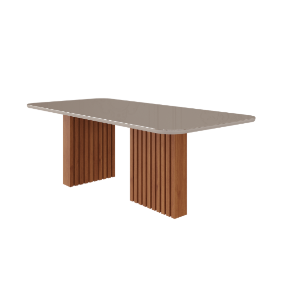 Mesa De Jantar Retangular 210cm Ester Cinamomo/Off White Cimol Móveis