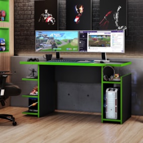 Mesa Gamer 1,36m Preto Tx/ Verde NT2065 Notável Móveis