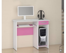 Mesa para Computador Siena Branca com Rosa Notável Móveis Mesa para Computador Siena Branca com Rosa Notável Móveis