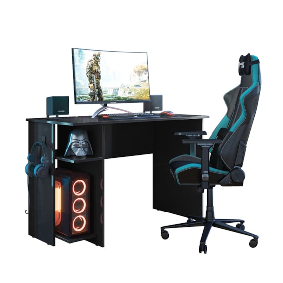 Mesa para Escritorio Gamer Preto Qmovi