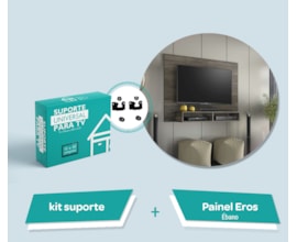 Painel para TV até 43 Polegadas com Nicho Eros Ébano e Suporte para TV Notável Móveis Painel para TV até 43 Polegadas com Nicho Eros Ébano e Suporte para TV Notável Móveis