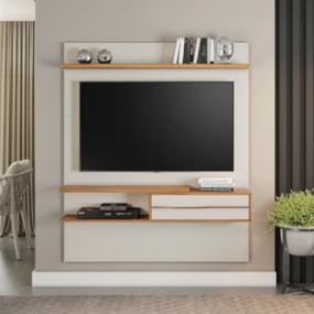 Painel para Tv até 55 Polegadas Off White e Freijó NT1155 Notável Móveis Painel para Tv até 55 Polegadas Off White e Freijó NT1155 Notável Móveis