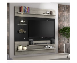 Painel Para Tv Até 60 Polegadas com Prateleira de Vidro Carvalho com Preto Nt1010 Notável Móveis Painel Para Tv Até 60 Polegadas com Prateleira de Vidro Carvalho com Preto Nt1010 Notável Móveis