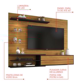 Painel para Tv até 60 Polegadas NT1115 Freijó com Preto Notável Móveis 