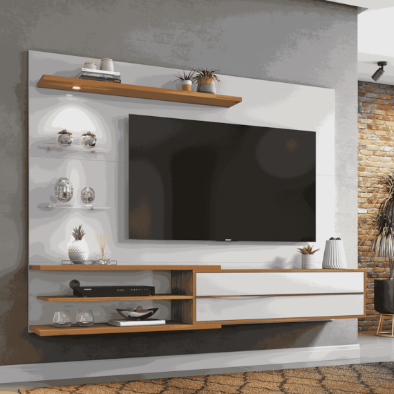 Painel para Tv até 60 Polegadas Off White e Freijó NT1115 Notável Móveis