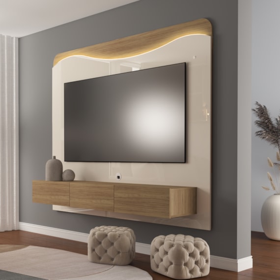 Painel Para Tv Até 75" Lumiere Carvalho/Off White Artely 