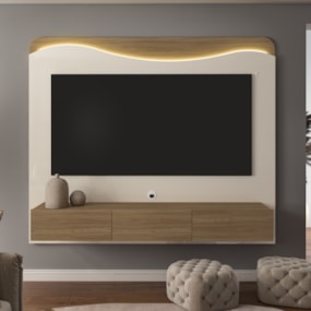 Painel Para Tv Até 75" Lumiere Carvalho/Off White Artely
