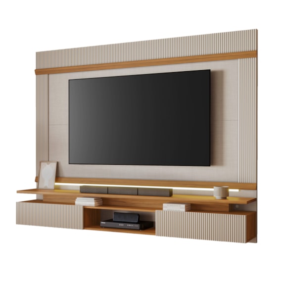 Painel Para Tv Até 75'' NT1370 100% MDF Off White/Freijó Notável Móveis
