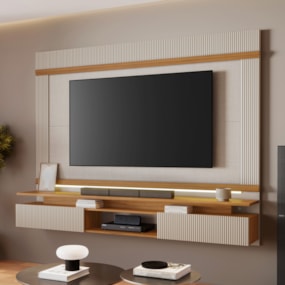 Painel Para Tv Até 75'' NT1370 100% MDF Off White/Freijó Notável Móveis