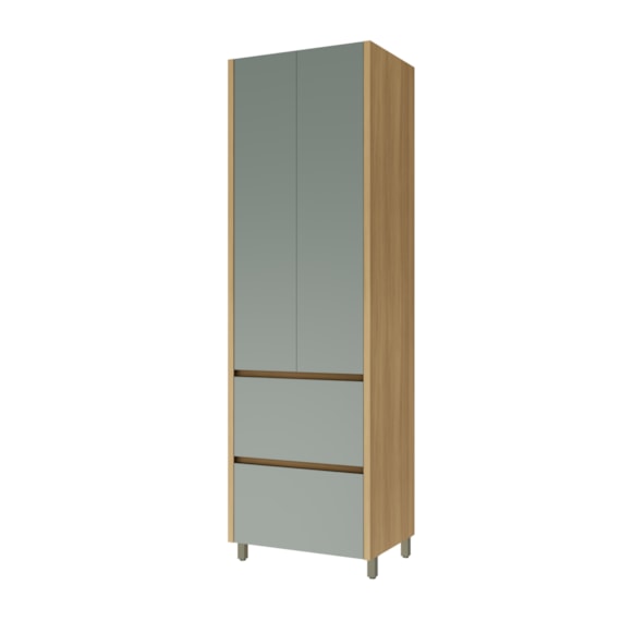 Paneleiro 2 Portas 2 Gavetas 70cm 100% MDF Rainha Nature/Verde Nesher