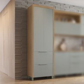 Paneleiro 2 Portas 2 Gavetas Marquesa 70 Cm Nature/verde Nesher