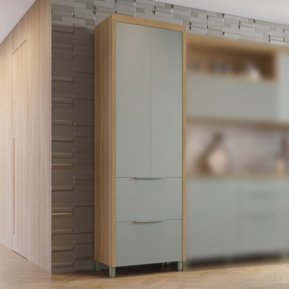 Paneleiro 2 Portas 2 Gavetas Marquesa 70 Cm Nature/verde Nesher