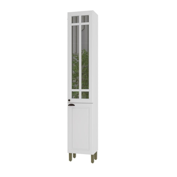 Paneleiro 2 Portas com Vidro Reflecta Firenze Branco Indekes