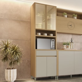 Paneleiro 4 Portas 1 Gaveta Condessa  100% MDF Carvalho/Greige Nesher