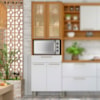 Paneleiro Para Forno Portas De Vidro Burguesa Freijó/Branco Nesher