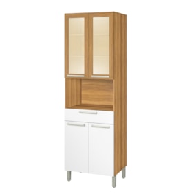 Paneleiro Para Forno Portas De Vidro Burguesa Freijó/Branco Nesher