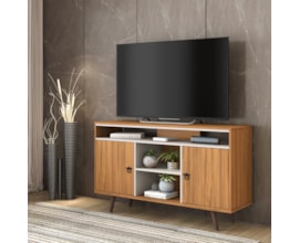 Rack Aparador para TV até 50 polegadas NT1120 Freijó e Off white Amoudi Móveis Rack Aparador para TV até 50 polegadas NT1120 Freijó e Off white Amoudi Móveis