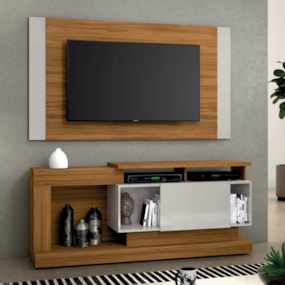 Rack com Painel para Tv até 55 Polegadas Freijó Trend e Off White NT1065 Notável Móveis Rack com Painel para Tv até 55 Polegadas Freijó Trend e Off White NT1065 Notável Móveis