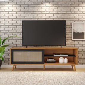 Rack para Sala TV até 60" NT1175 Freijó/Preto Tx Notável Móveis Rack para Sala TV até 60" NT1175 Freijó/Preto Tx Notável Móveis