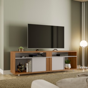 Rack para Sala TV até 70" NT1290 Freijó Trend com Off White Tx Notável Móveis Rack para Sala TV até 70" NT1290 Freijó Trend com Off White Tx Notável Móveis