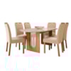 Sala de Jantar Com Mesa Oval 2,10m Valentina e 6 Cadeiras Paola Cinamomo/Off White/Madeira/Nude Cimol Móveis