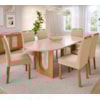 Sala de Jantar Com Mesa Oval 2,10m Valentina e 6 Cadeiras Paola Cinamomo/Off White/Madeira/Nude Cimol Móveis