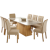 Sala de Jantar Helena 2,10 Com 8 Cadeiras Juliana Nature/Off White/Madeira/Nude Cimol