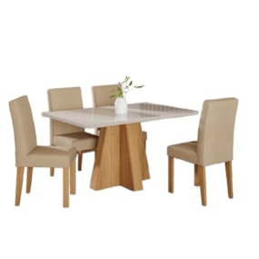 Sala de Jantar Patricia/Maite 1,30 Com 4 Cadeiras Nature/Off White/Gengibre Cimol
