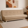 Sofá Cama 3 Lugares Xangai 1,94m Veludo Suede Bege REC