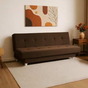 Sofá Cama 3 Lugares Xangai 1,94m Veludo Suede Marrom REC