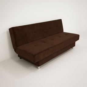 Sofá Cama 3 Lugares Xangai 1,94m Veludo Suede Marrom REC