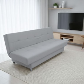 Sofá Cama 3 Lugares Xangai 1,94m Veludo Suede Prata REC