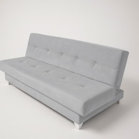 Sofá Cama 3 Lugares Xangai 1,94m Veludo Suede Prata REC