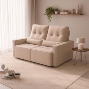 Sofá Retratil 2 Lugares 160m Luxemburgo Bege