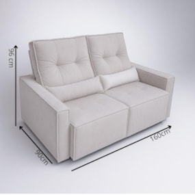 Sofá Retratil 2 Lugares 160m Luxemburgo Prata Sofá Retratil 2 Lugares 160m Luxemburgo Prata